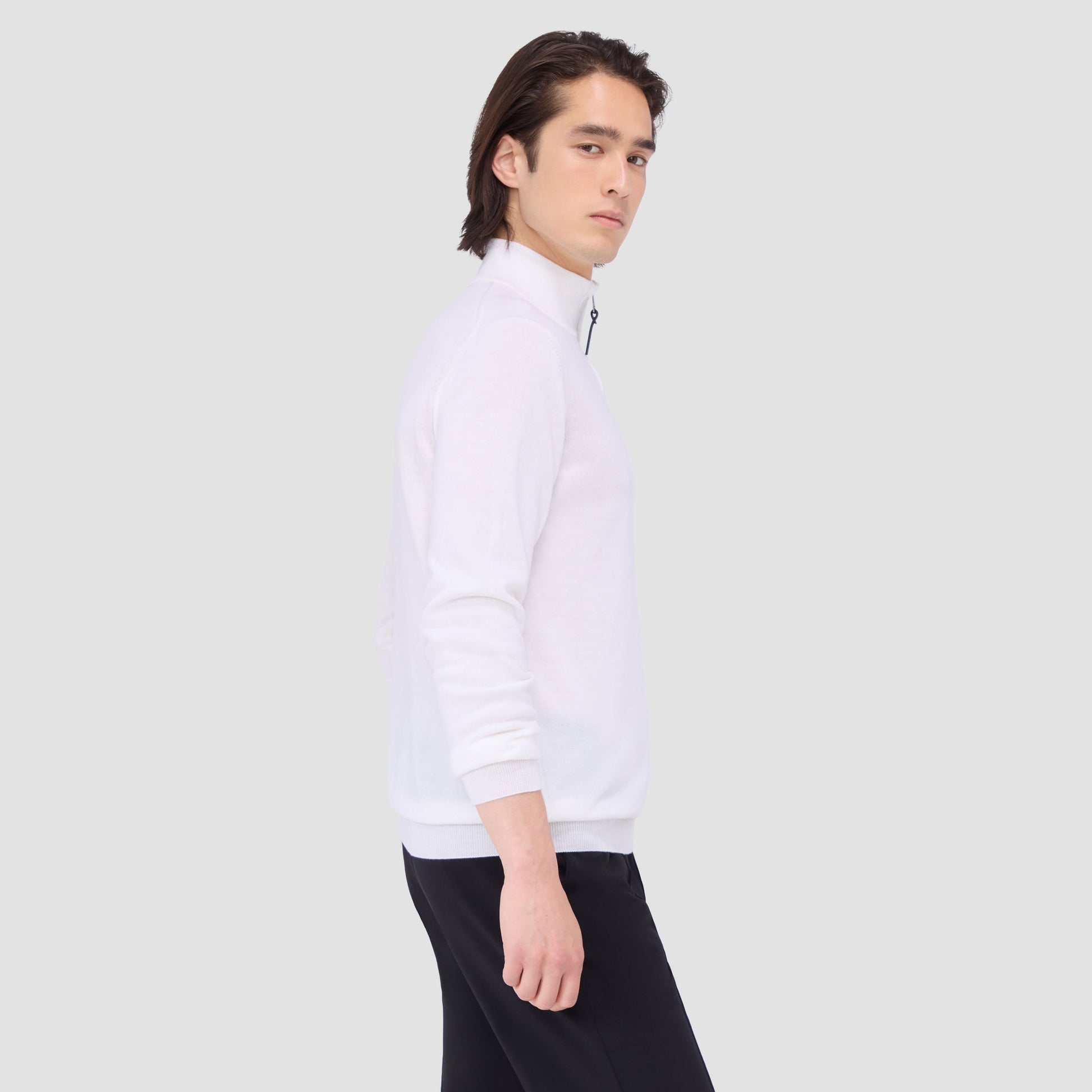 Bugatchi Spencer Quarter-Zip Super Merino™ Sweater Chalk