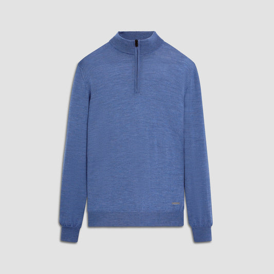 Bugatchi Spencer Quarter-Zip Super Merino™ Sweater Denim