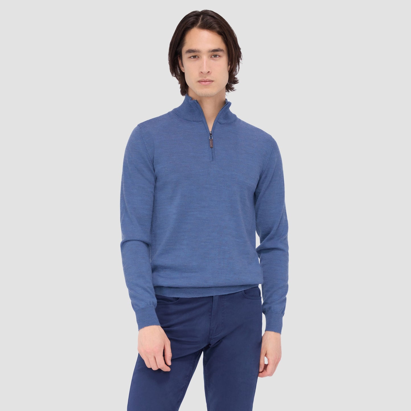 Bugatchi Spencer Quarter-Zip Super Merino™ Sweater Denim