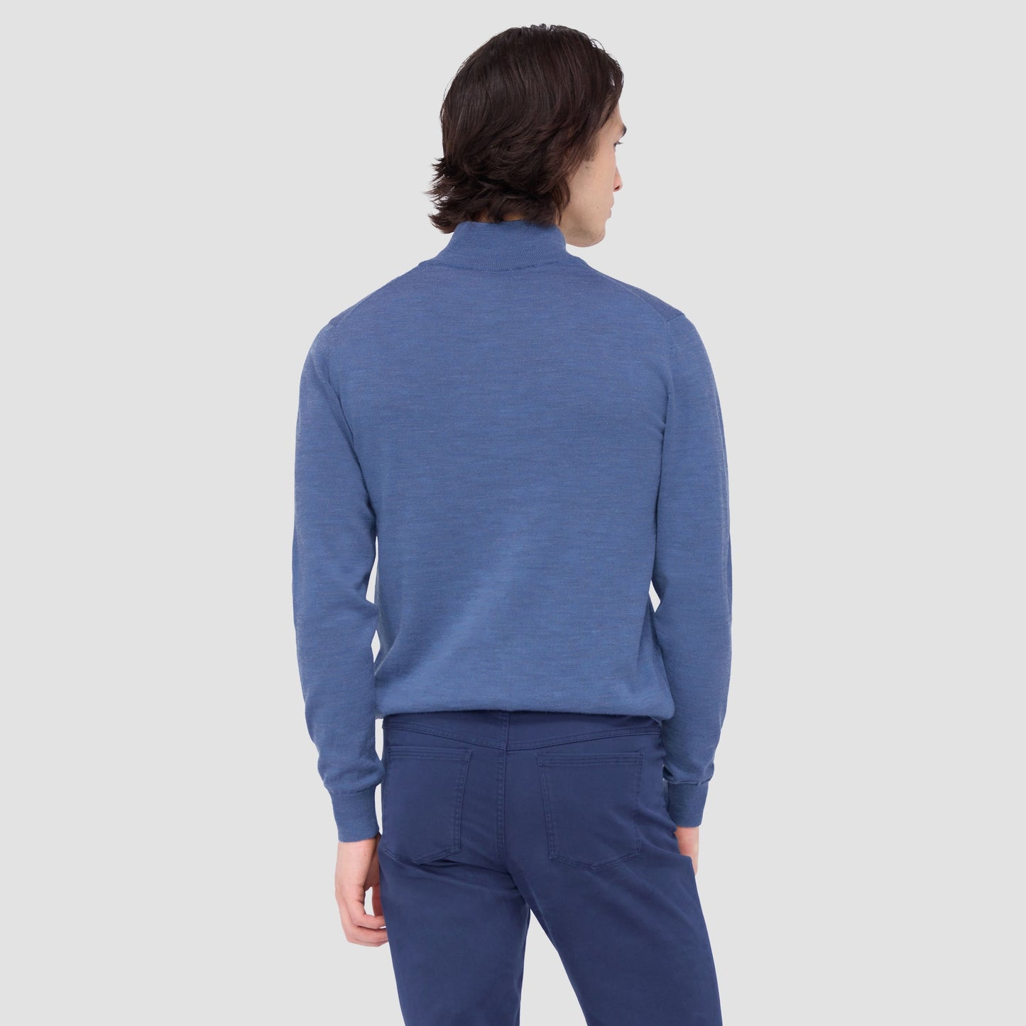 Bugatchi Spencer Quarter-Zip Super Merino™ Sweater Denim
