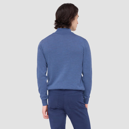 Bugatchi Spencer Quarter-Zip Super Merino™ Sweater Denim