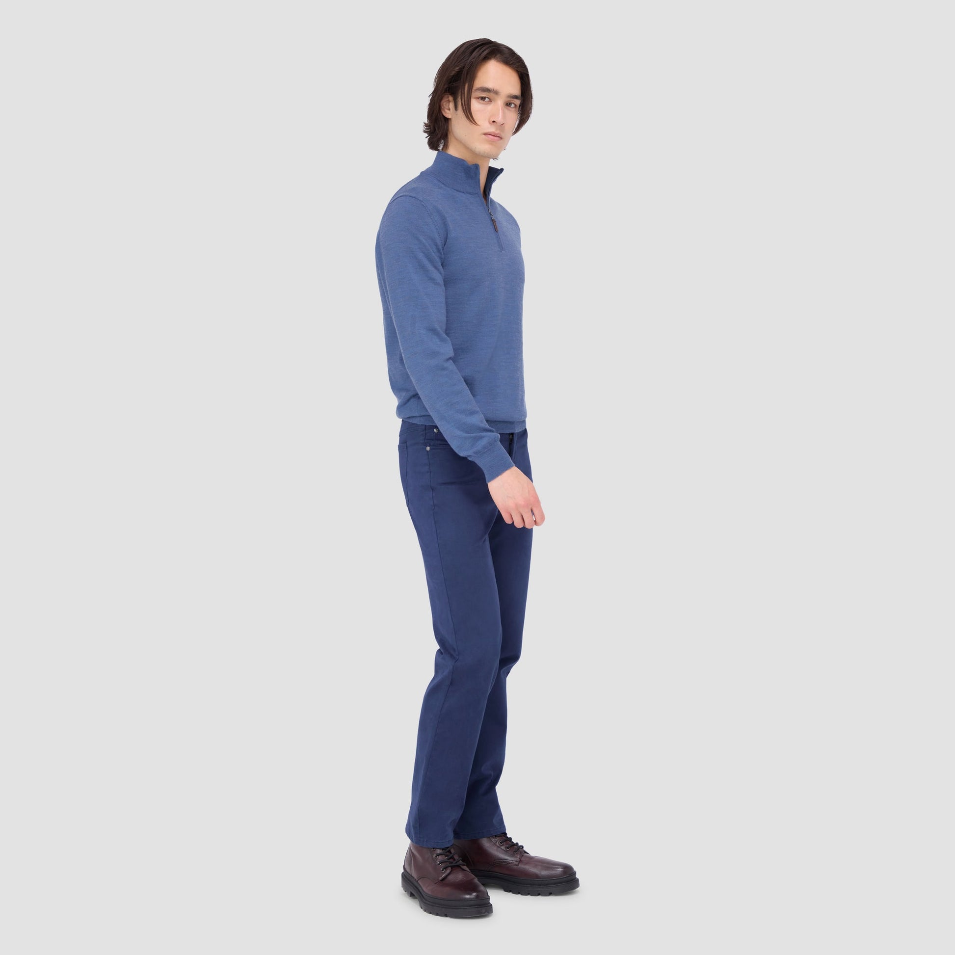 Bugatchi Spencer Quarter-Zip Super Merino™ Sweater Denim