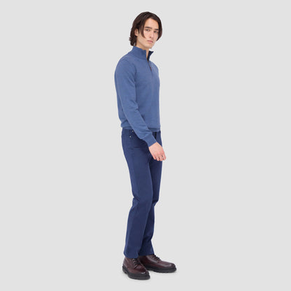 Bugatchi Spencer Quarter-Zip Super Merino™ Sweater Denim