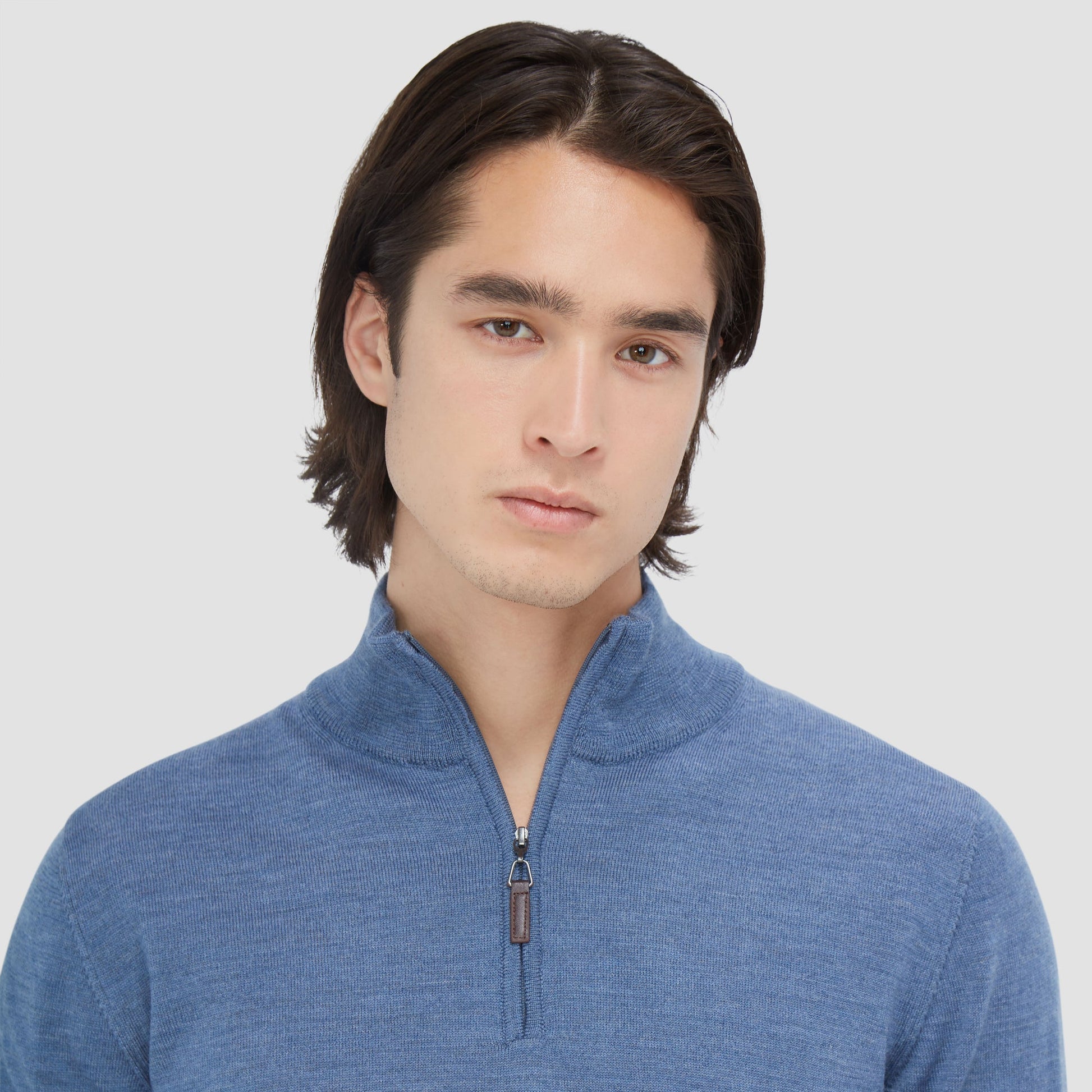 Bugatchi Spencer Quarter-Zip Super Merino™ Sweater Denim