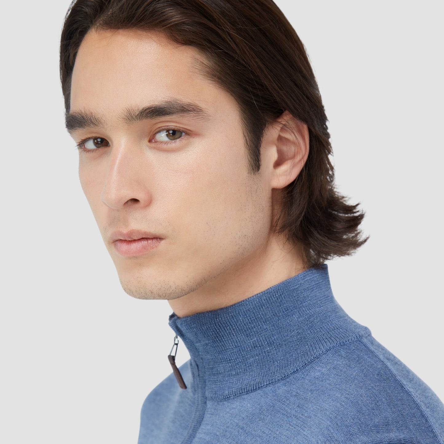 Bugatchi Spencer Quarter-Zip Super Merino™ Sweater Denim