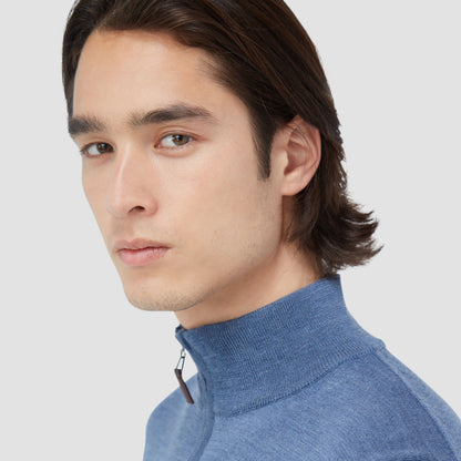 Bugatchi Spencer Quarter-Zip Super Merino™ Sweater Denim