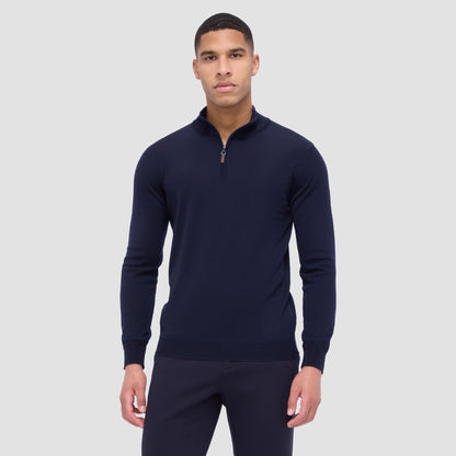 Bugatchi Spencer Quarter-Zip Super Merino™ Sweater Midnight