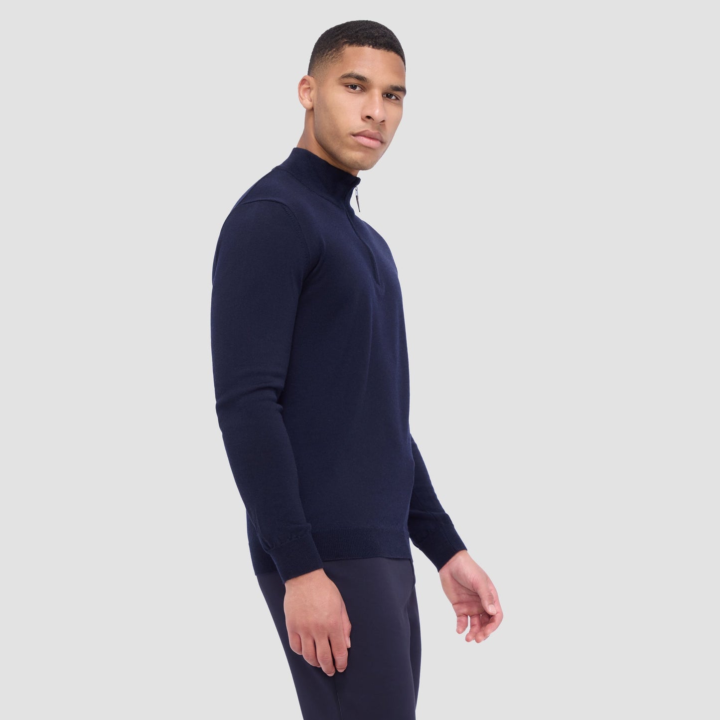 Bugatchi Spencer Quarter-Zip Super Merino™ Sweater Midnight