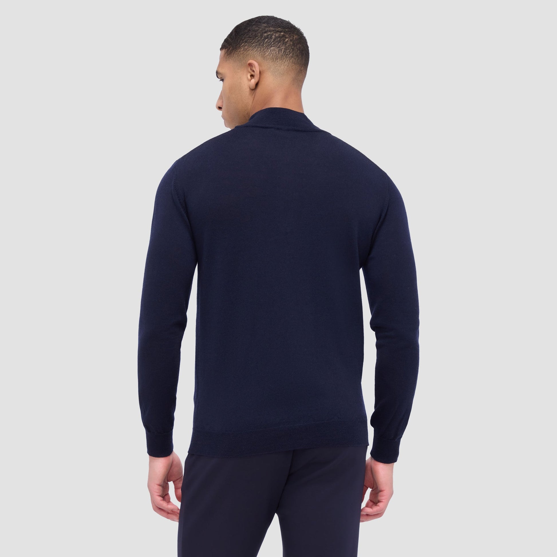 Bugatchi Spencer Quarter-Zip Super Merino™ Sweater Midnight