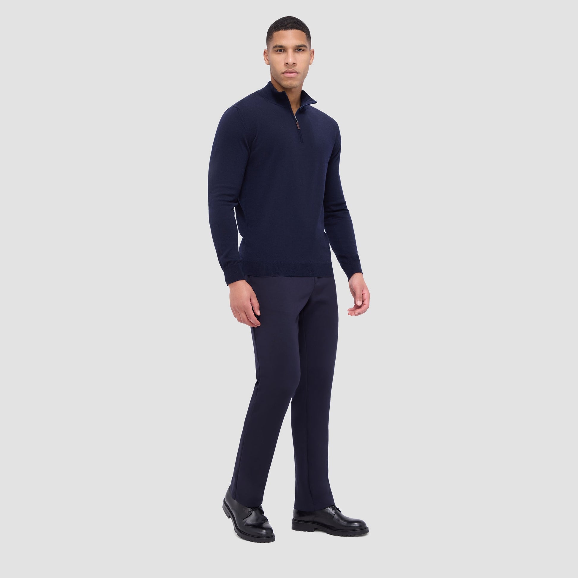 Bugatchi Spencer Quarter-Zip Super Merino™ Sweater Midnight