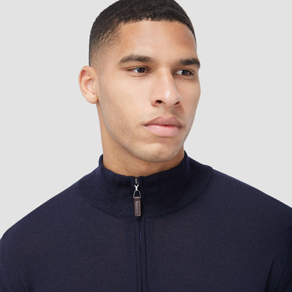 Bugatchi Spencer Quarter-Zip Super Merino™ Sweater Midnight