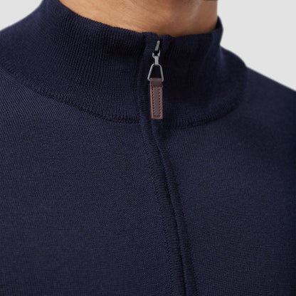 Bugatchi Spencer Quarter-Zip Super Merino™ Sweater Midnight