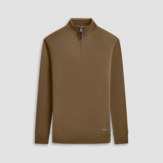 Bugatchi Spencer Quarter-Zip Super Merino™ Sweater Moss