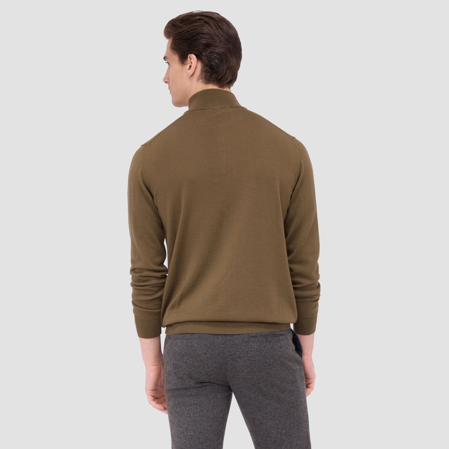 Bugatchi Spencer Quarter-Zip Super Merino™ Sweater Moss