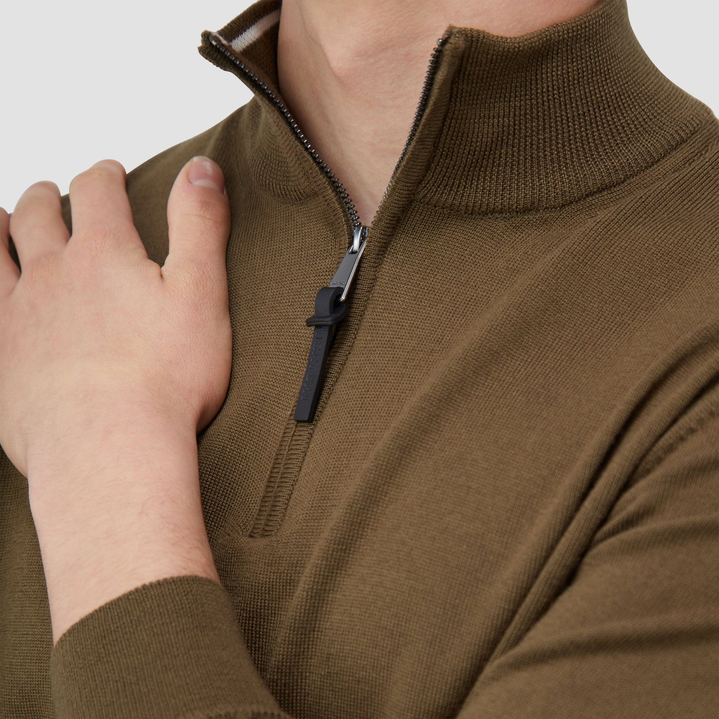 Bugatchi Spencer Quarter-Zip Super Merino™ Sweater Moss