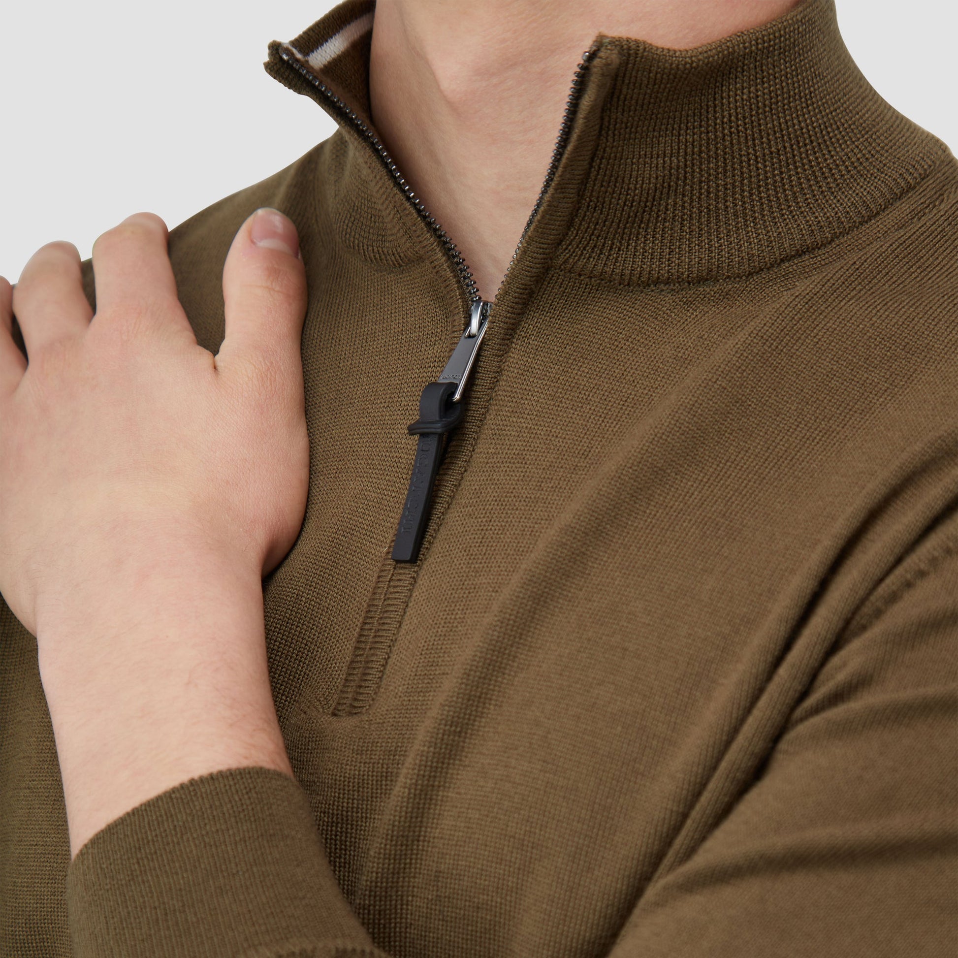 Bugatchi Spencer Quarter-Zip Super Merino™ Sweater Moss