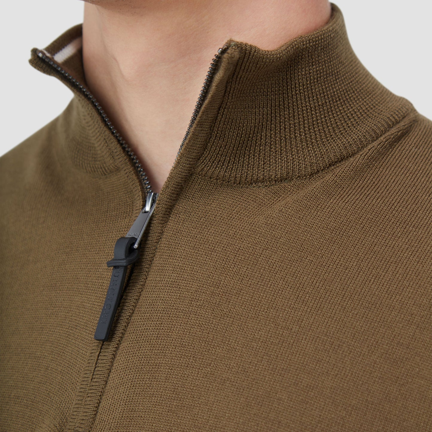 Bugatchi Spencer Quarter-Zip Super Merino™ Sweater Moss