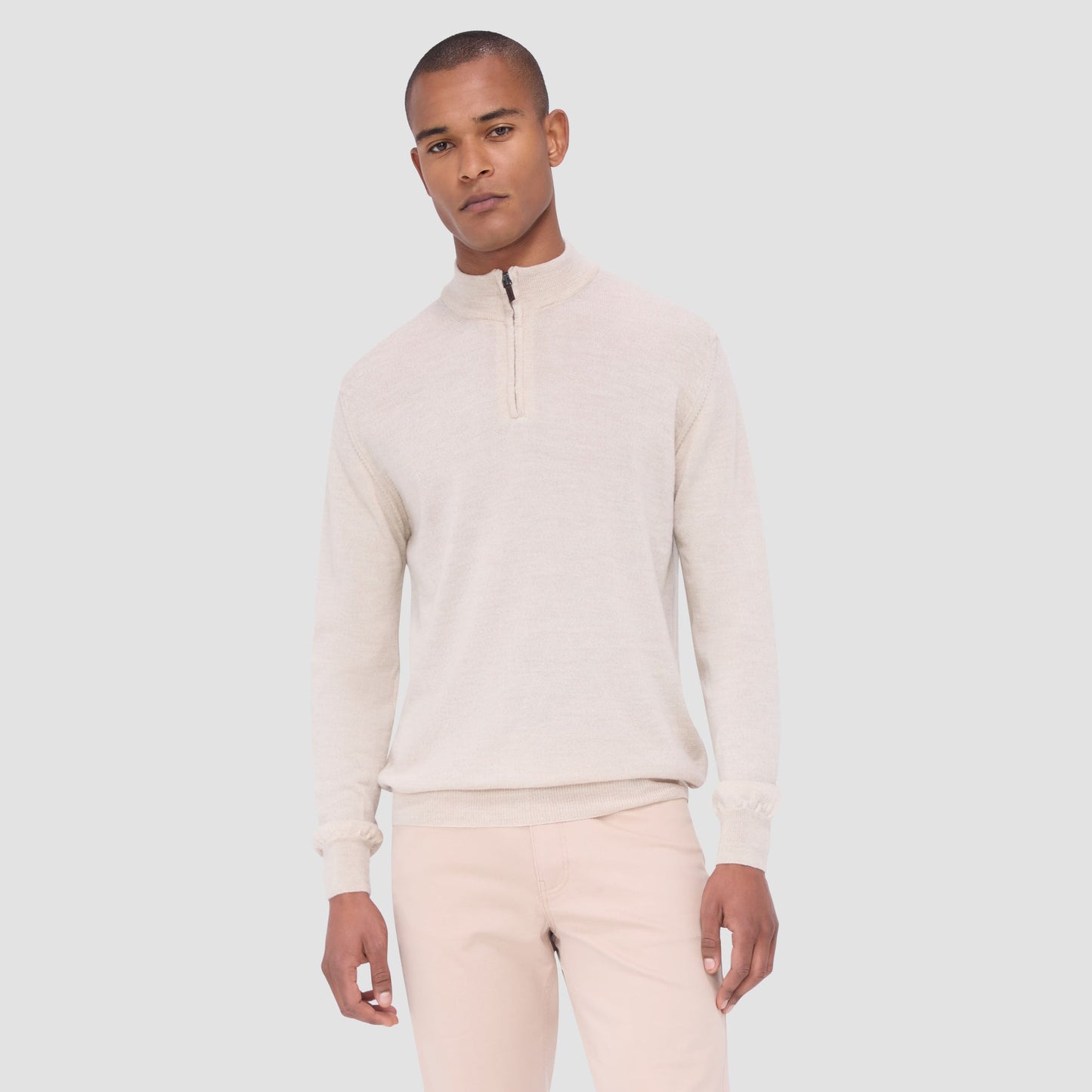 Bugatchi Spencer Quarter-Zip Super Merino™ Sweater Oyster