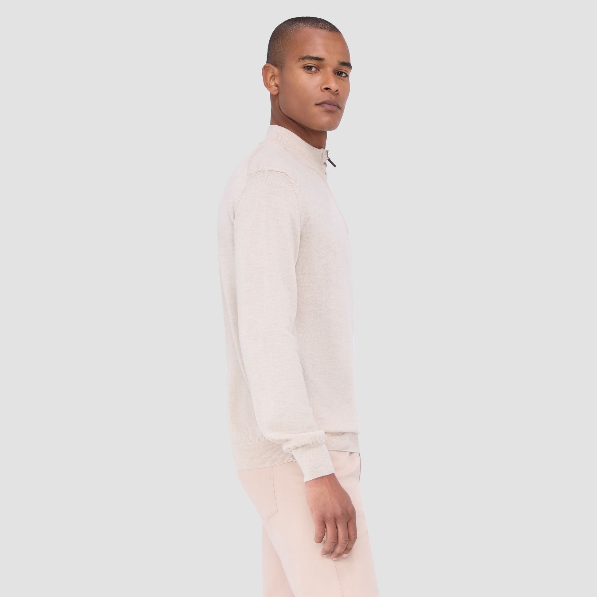 Bugatchi Spencer Quarter-Zip Super Merino™ Sweater Oyster