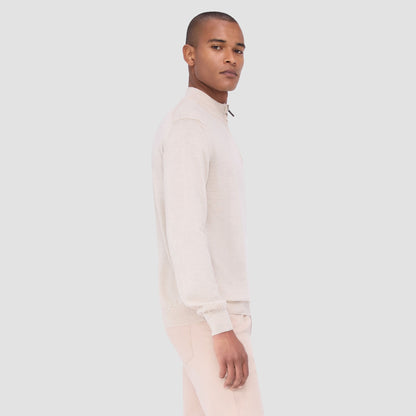 Bugatchi Spencer Quarter-Zip Super Merino™ Sweater Oyster