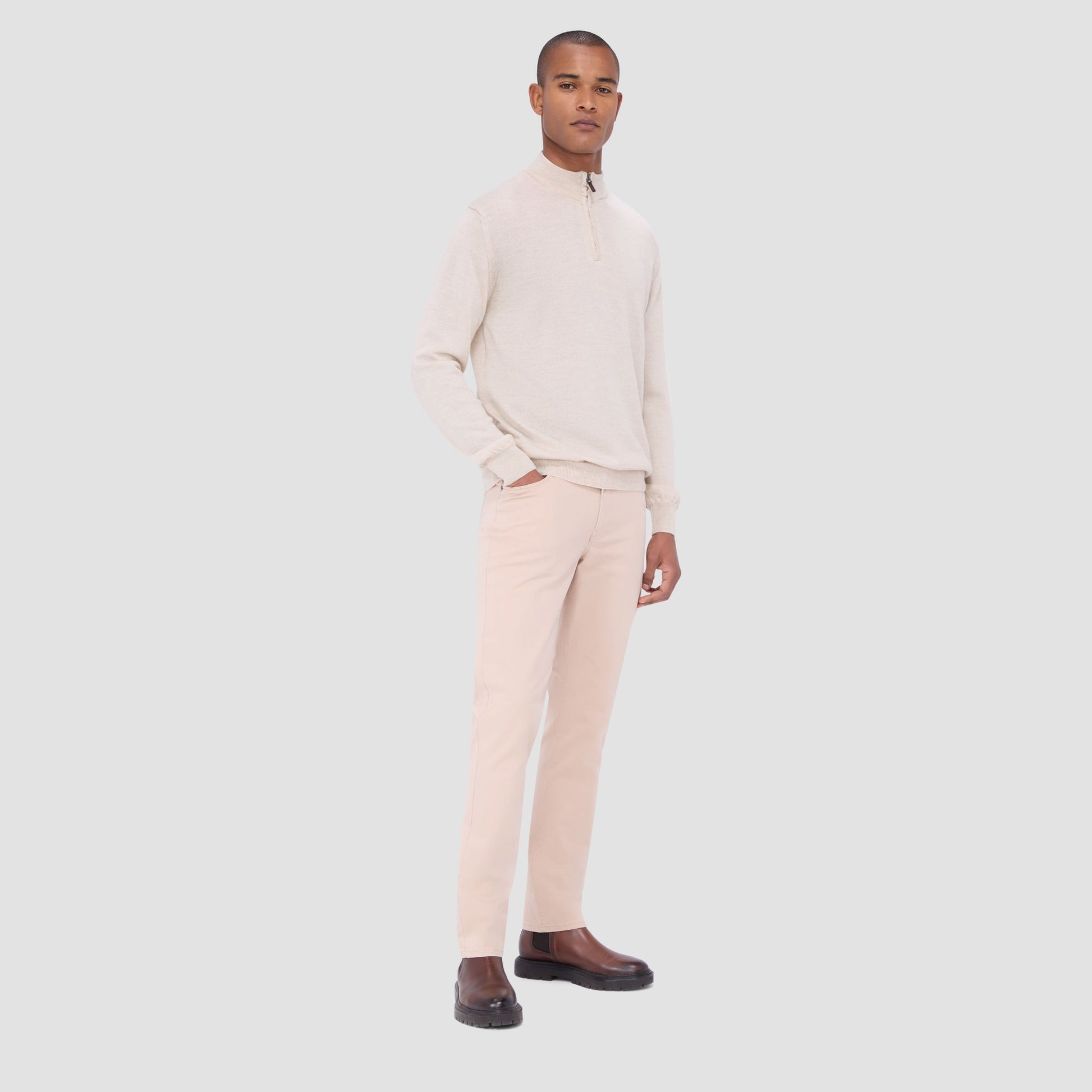 Bugatchi Spencer Quarter-Zip Super Merino™ Sweater Oyster