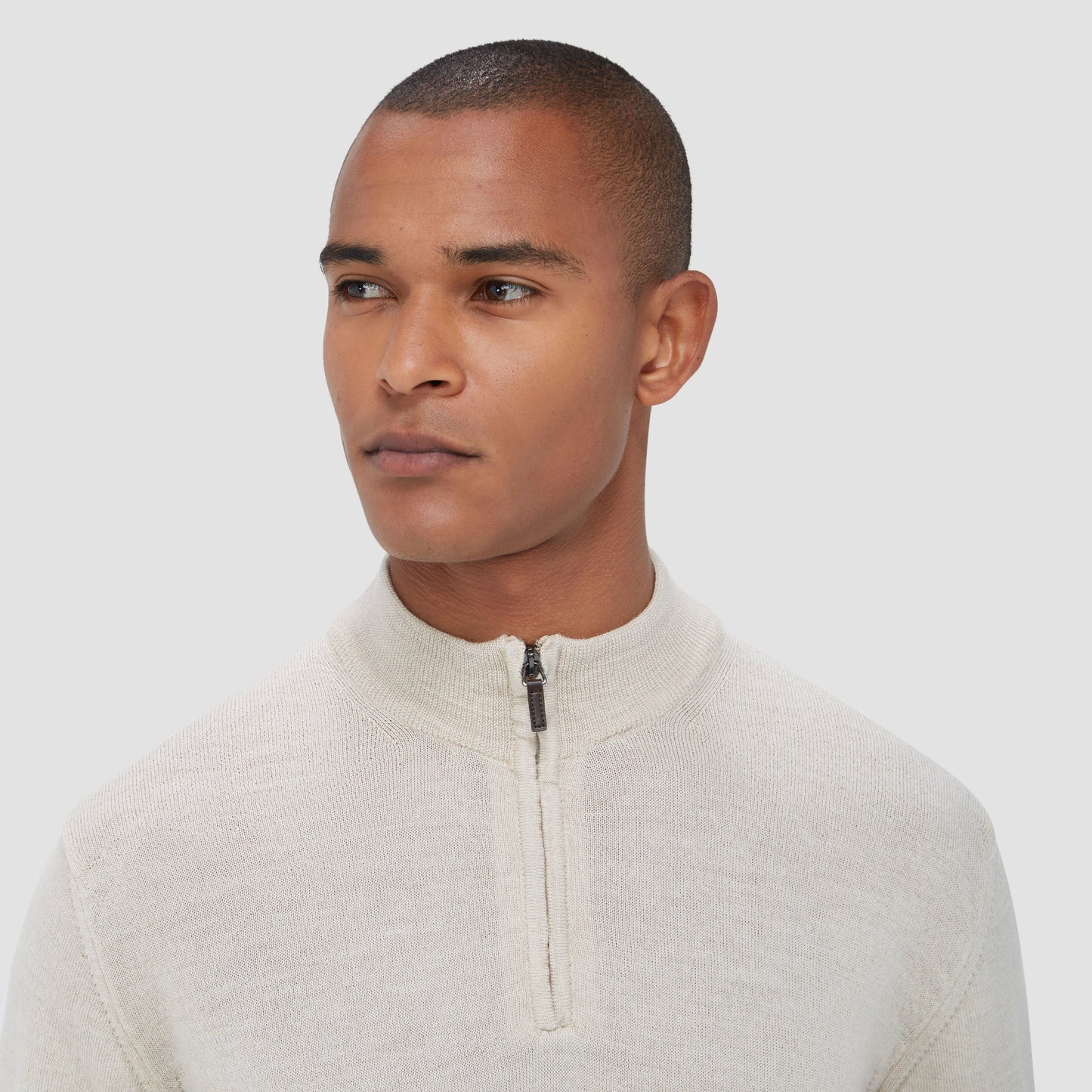 Bugatchi Spencer Quarter-Zip Super Merino™ Sweater Oyster