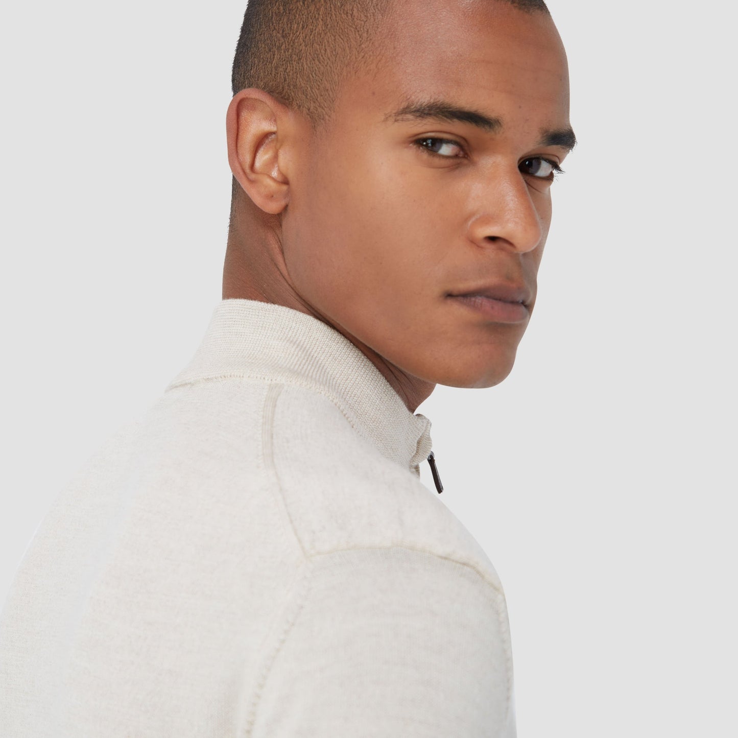 Bugatchi Spencer Quarter-Zip Super Merino™ Sweater Oyster