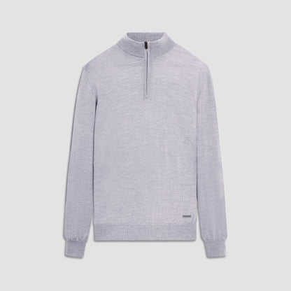 Bugatchi Spencer Quarter-Zip Super Merino™ Sweater Platinum