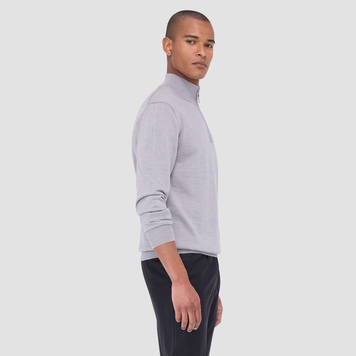 Bugatchi Spencer Quarter-Zip Super Merino™ Sweater Platinum