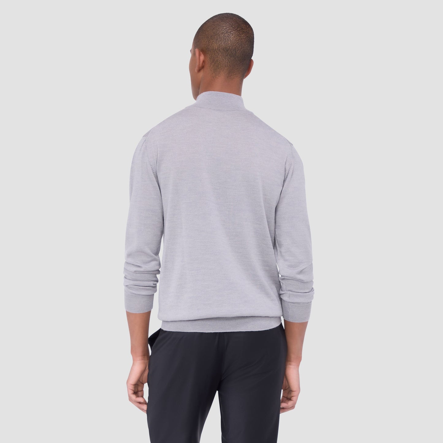 Bugatchi Spencer Quarter-Zip Super Merino™ Sweater Platinum