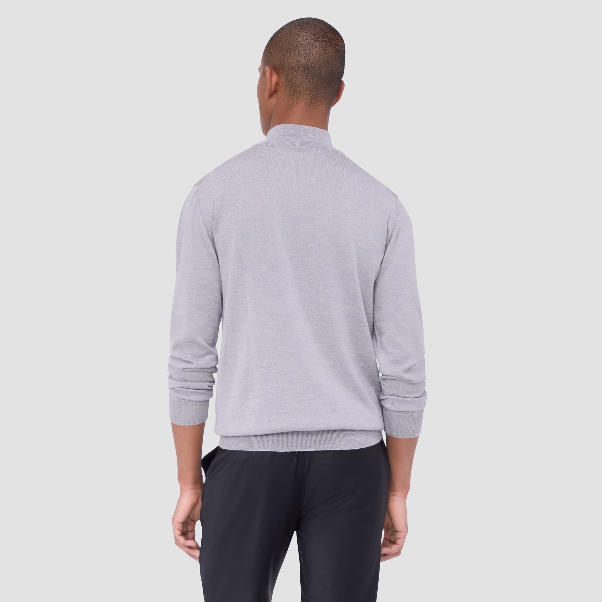 Bugatchi Spencer Quarter-Zip Super Merino™ Sweater Platinum