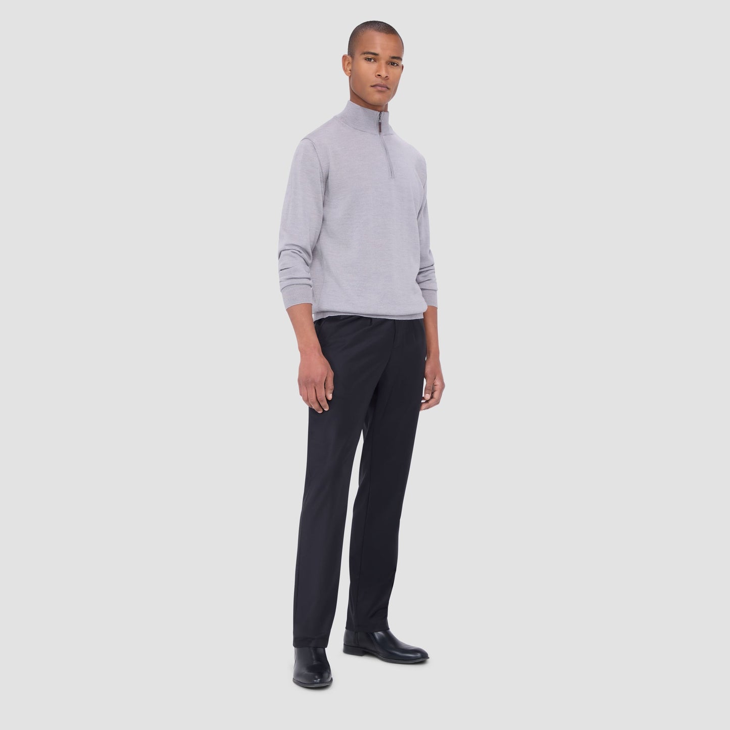 Bugatchi Spencer Quarter-Zip Super Merino™ Sweater Platinum