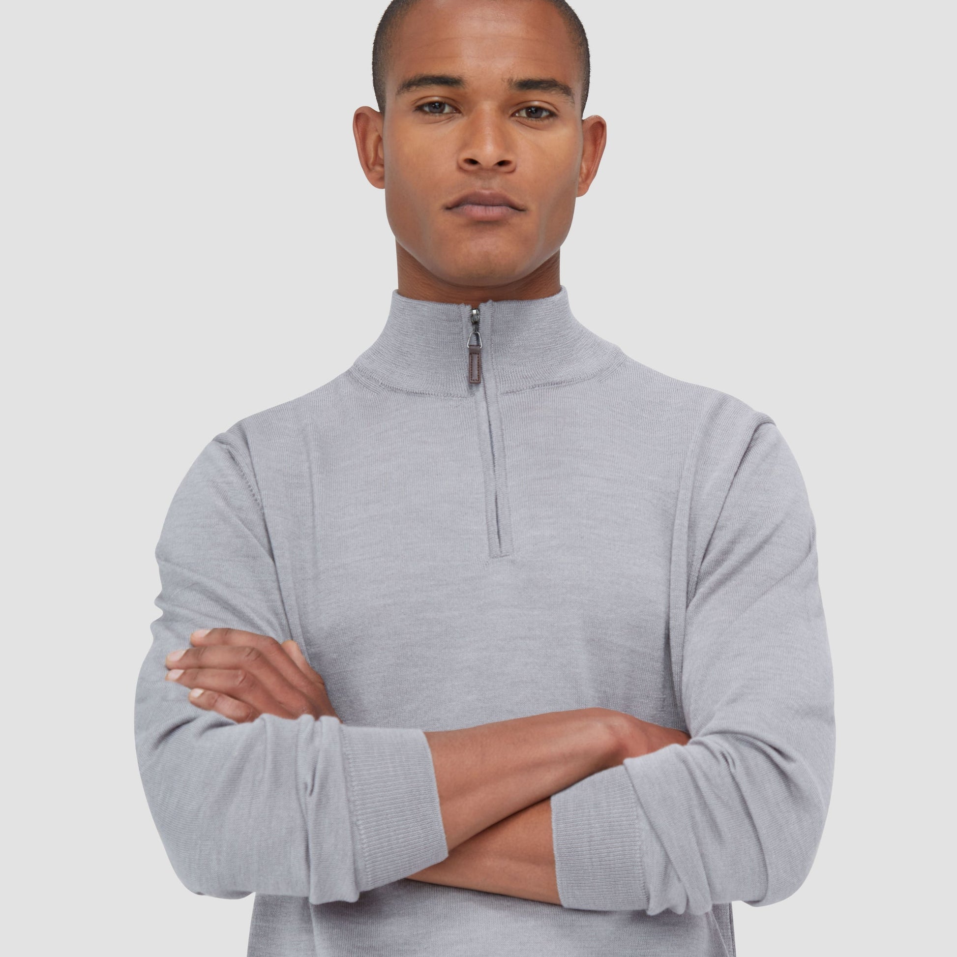 Bugatchi Spencer Quarter-Zip Super Merino™ Sweater Platinum