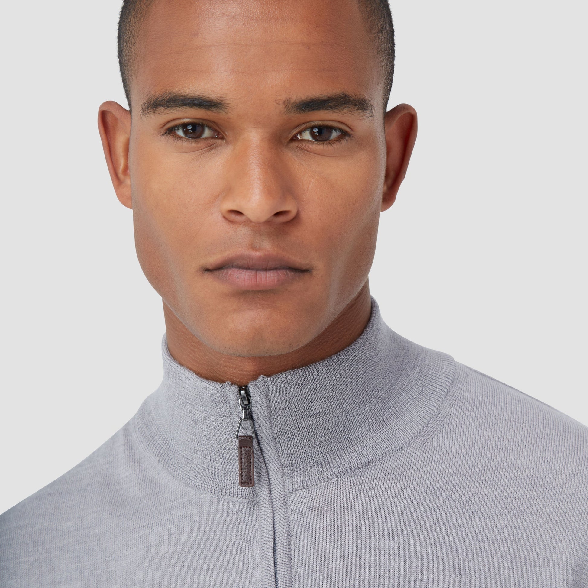 Bugatchi Spencer Quarter-Zip Super Merino™ Sweater Platinum