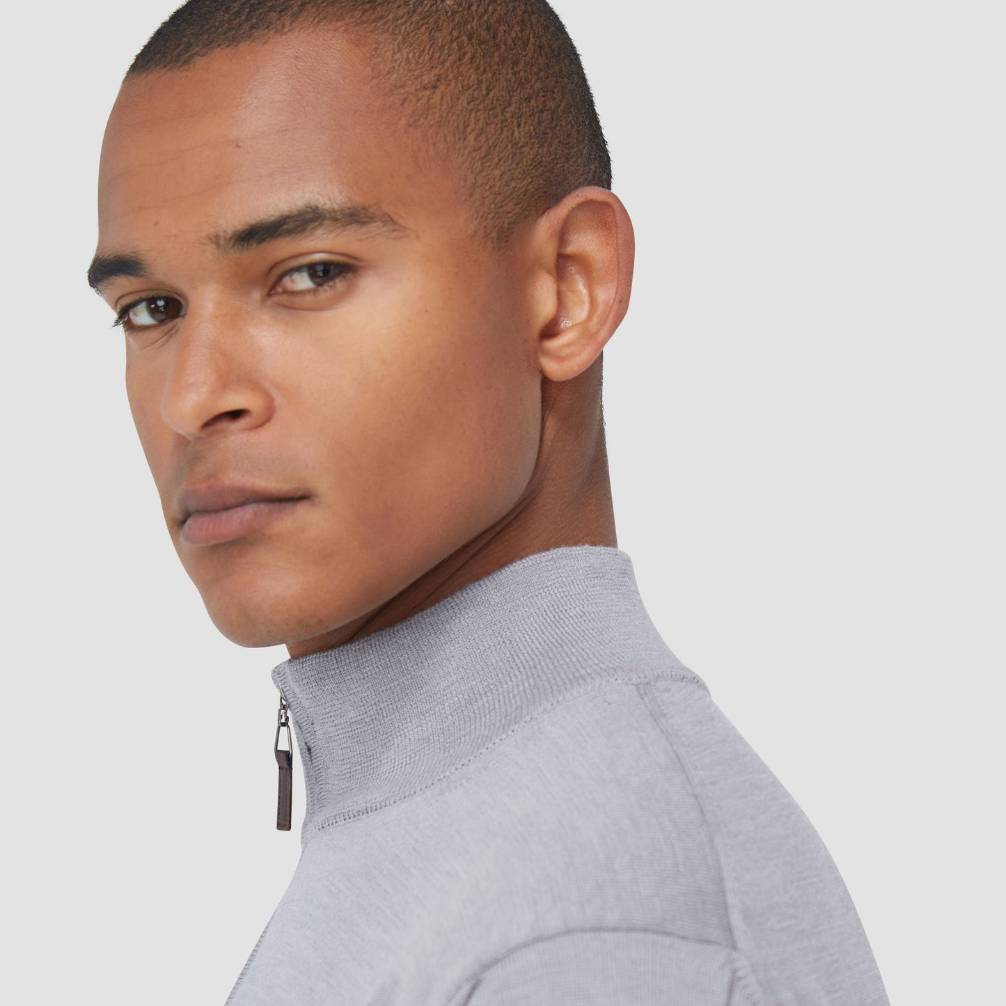 Bugatchi Spencer Quarter-Zip Super Merino™ Sweater Platinum