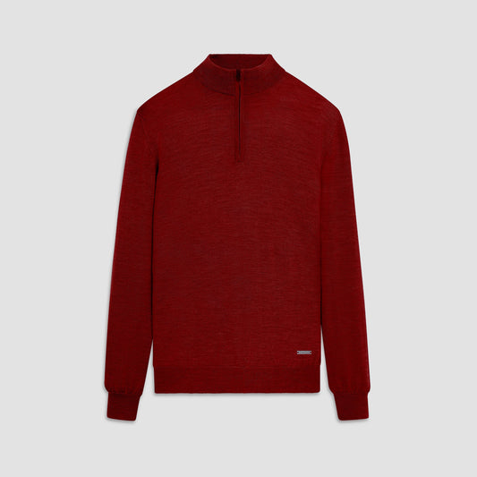 Bugatchi Spencer Quarter-Zip Super Merino™ Sweater Ruby