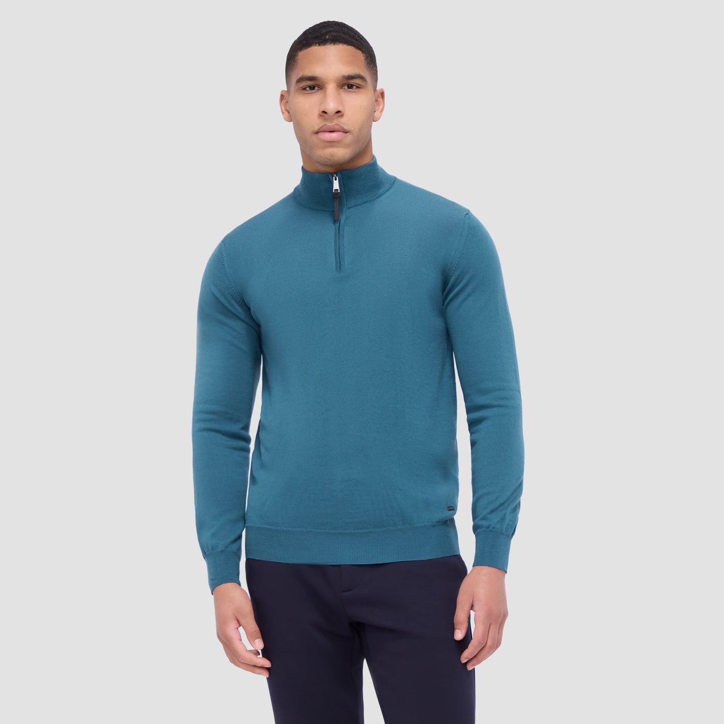 Bugatchi Spencer Quarter-Zip Super Merino™ Sweater Teal
