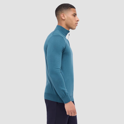 Bugatchi Spencer Quarter-Zip Super Merino™ Sweater Teal