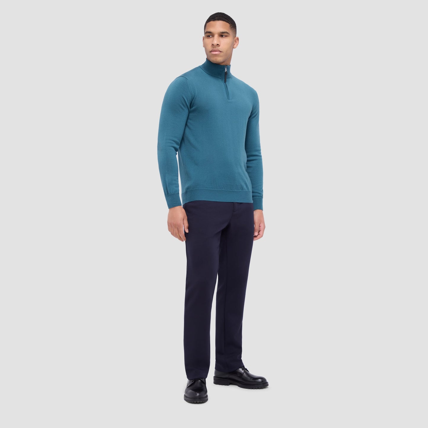 Bugatchi Spencer Quarter-Zip Super Merino™ Sweater Teal