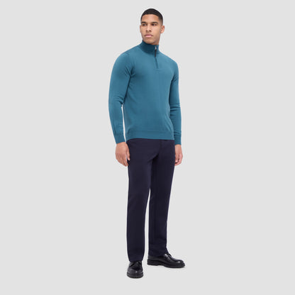 Bugatchi Spencer Quarter-Zip Super Merino™ Sweater Teal