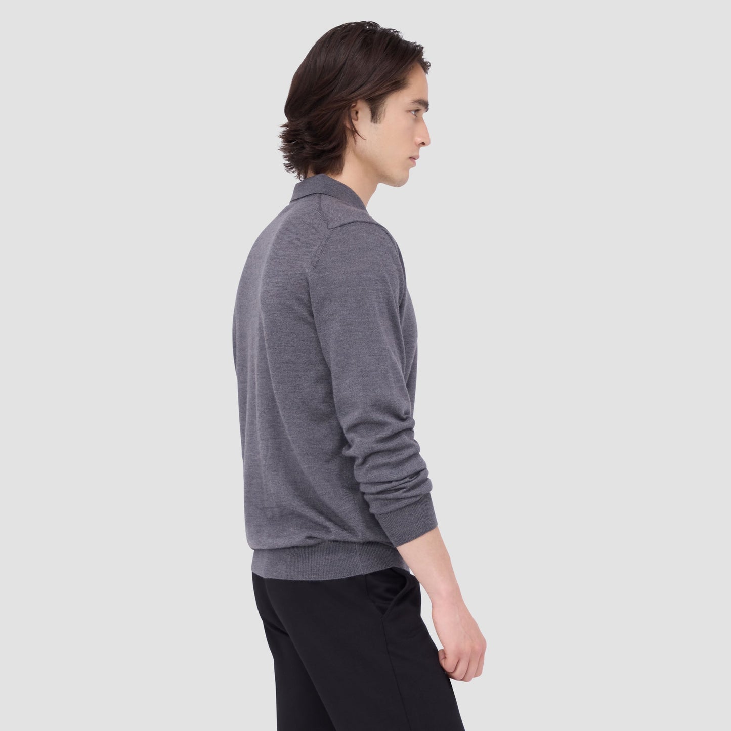 Bugatchi Super Merino™ Solid Polo Sweater Anthracite