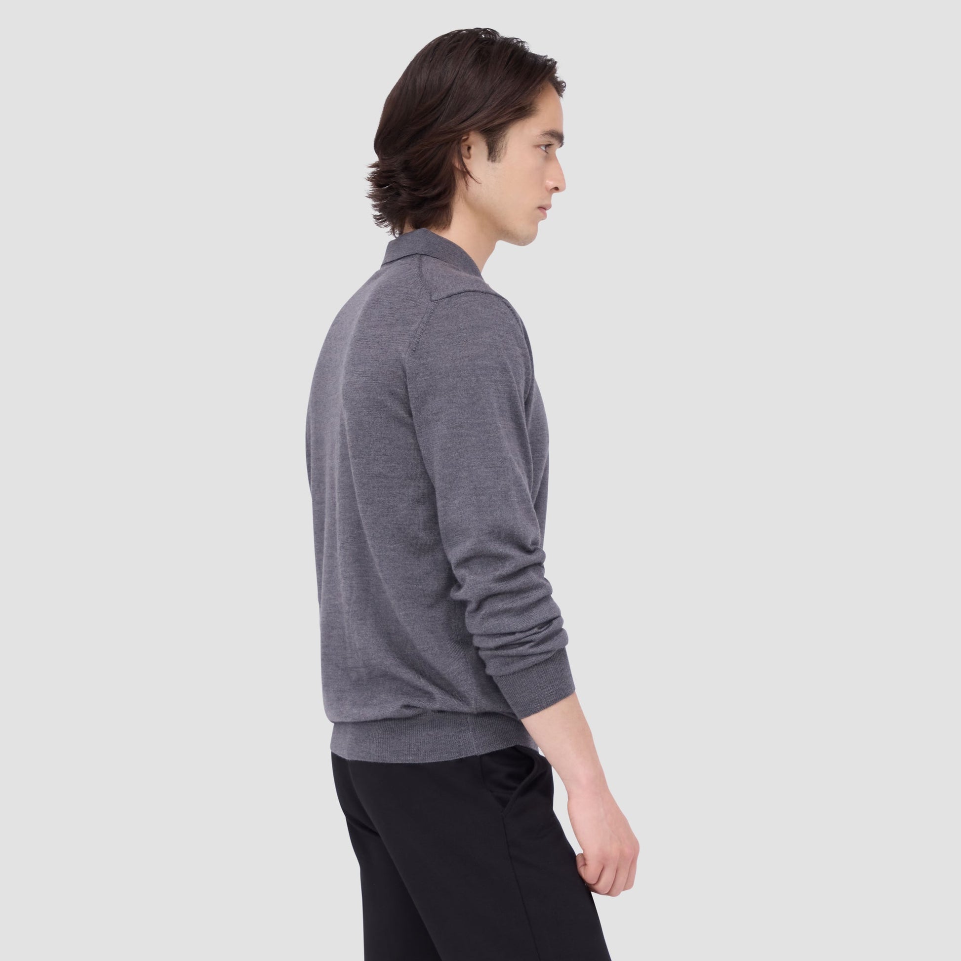 Bugatchi Super Merino™ Solid Polo Sweater Anthracite