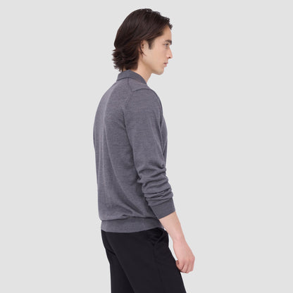 Bugatchi Super Merino™ Solid Polo Sweater Anthracite