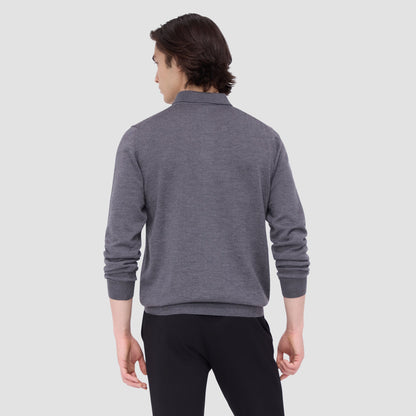 Bugatchi Super Merino™ Solid Polo Sweater Anthracite