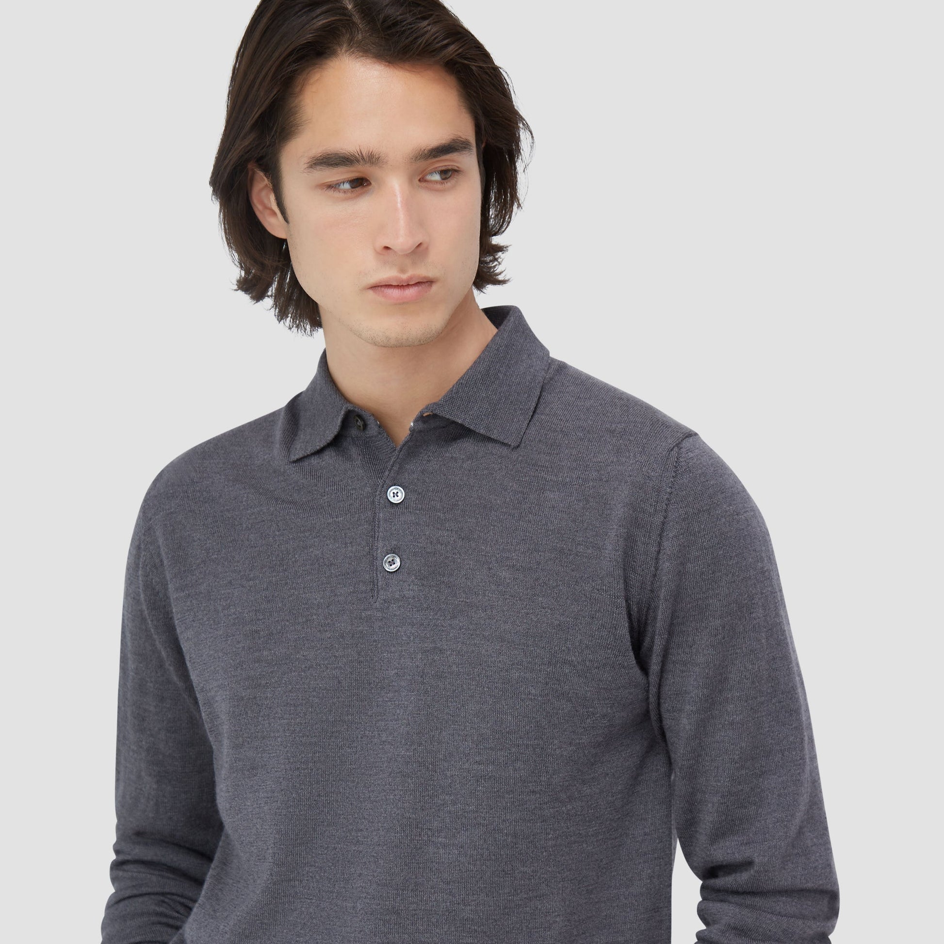 Bugatchi Super Merino™ Solid Polo Sweater Anthracite