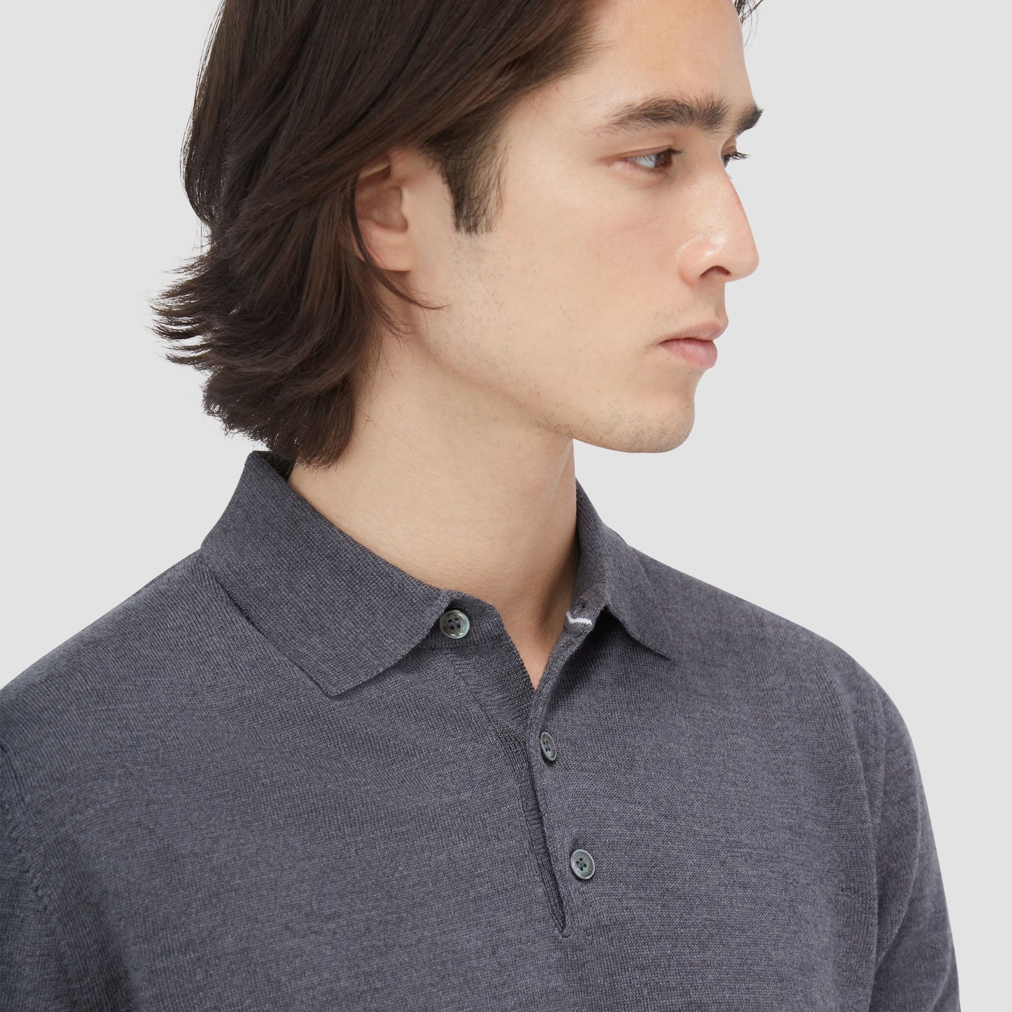 Bugatchi Super Merino™ Solid Polo Sweater Anthracite
