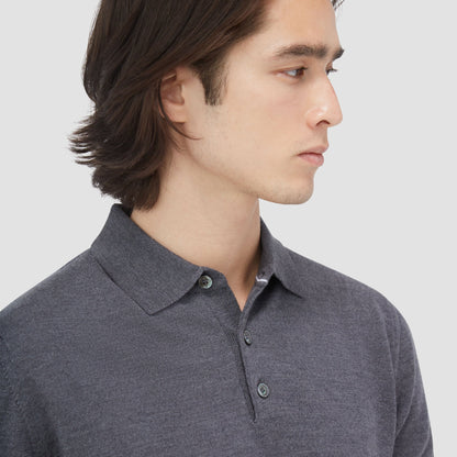 Bugatchi Super Merino™ Solid Polo Sweater Anthracite