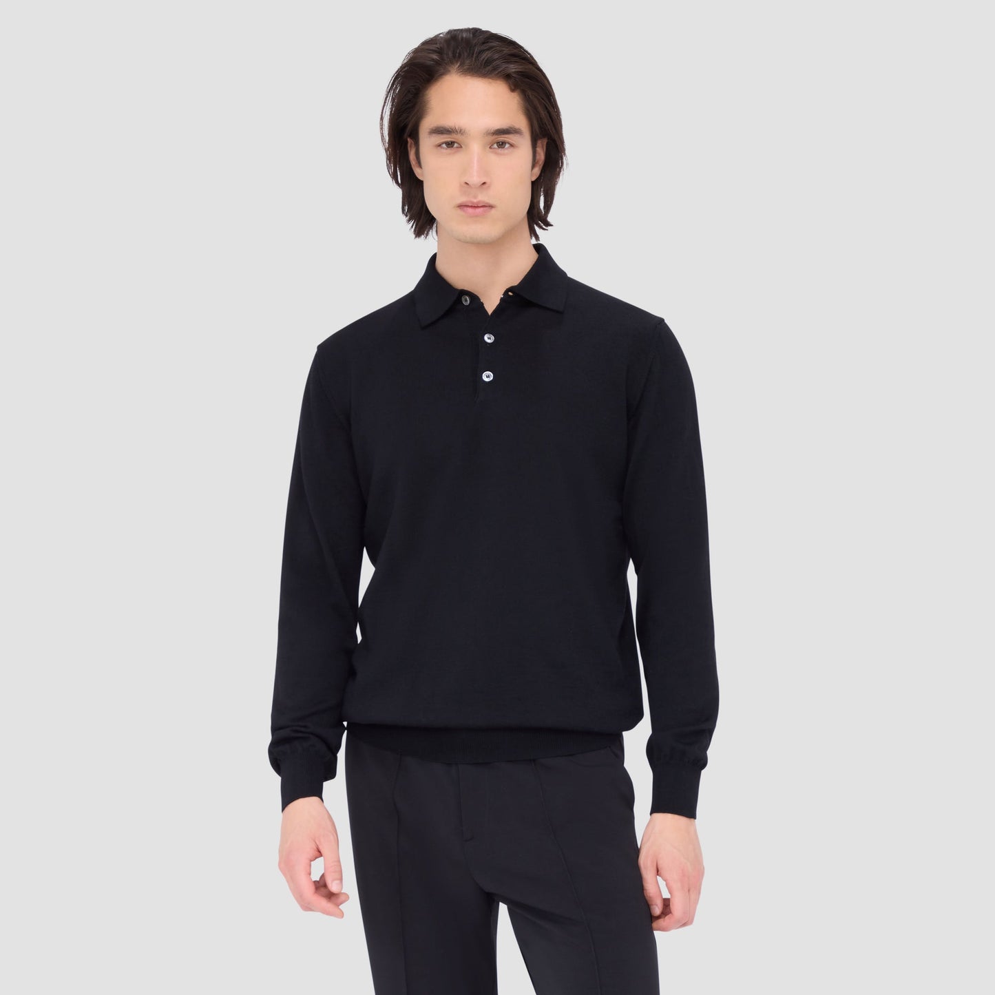 Bugatchi Super Merino™ Solid Polo Sweater Black
