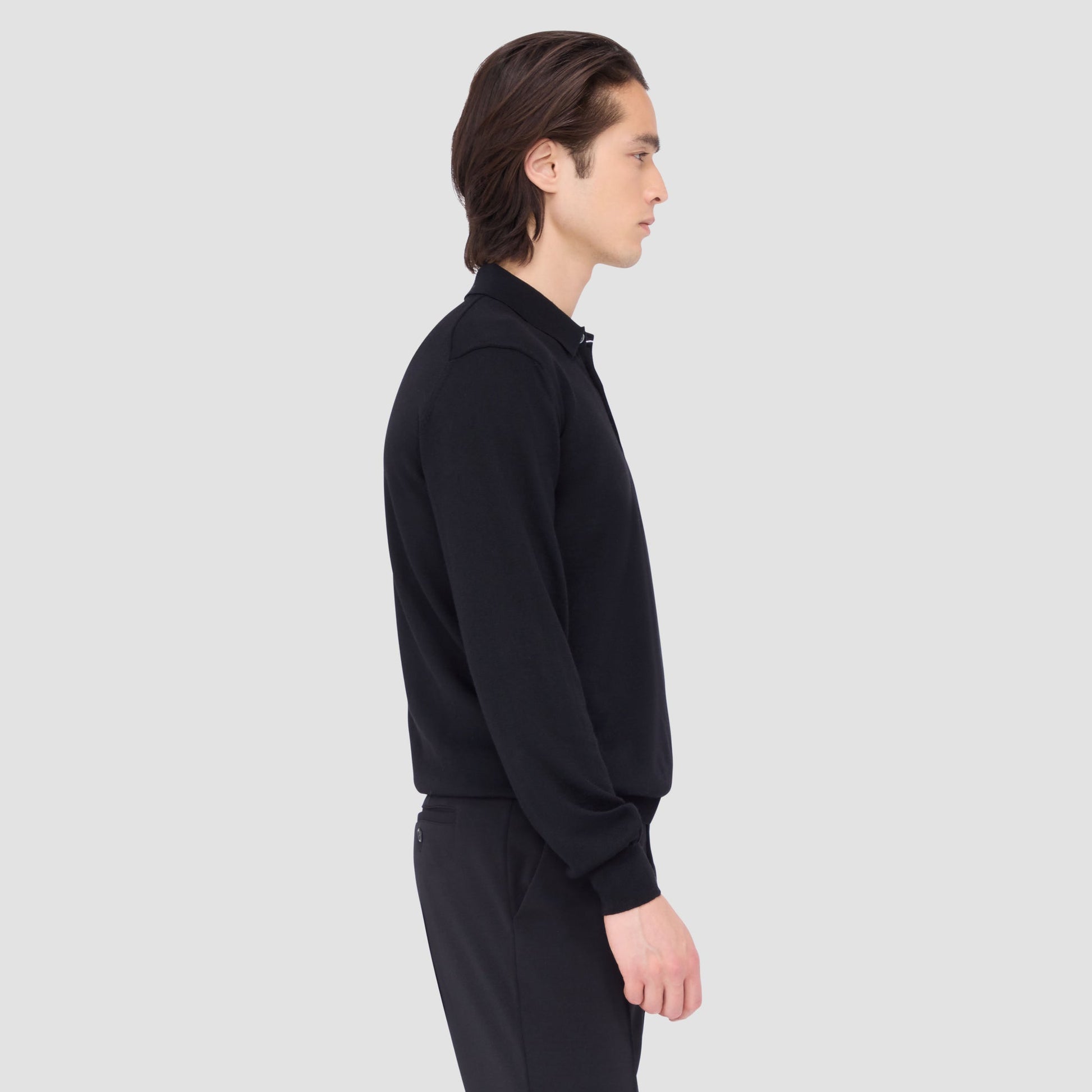 Bugatchi Super Merino™ Solid Polo Sweater Black