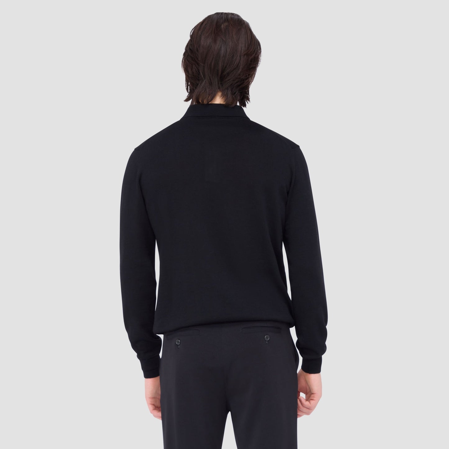 Bugatchi Super Merino™ Solid Polo Sweater Black